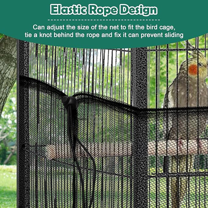 Catcan 2 Pack Bird Cage Seed Catcher Guard, Bird Cage Cover,Heavy Duty Adjustable Nylon Mesh Netting Seed Catche for Parrot Parakeet Macaw African(XL-118’’*14.9’’)