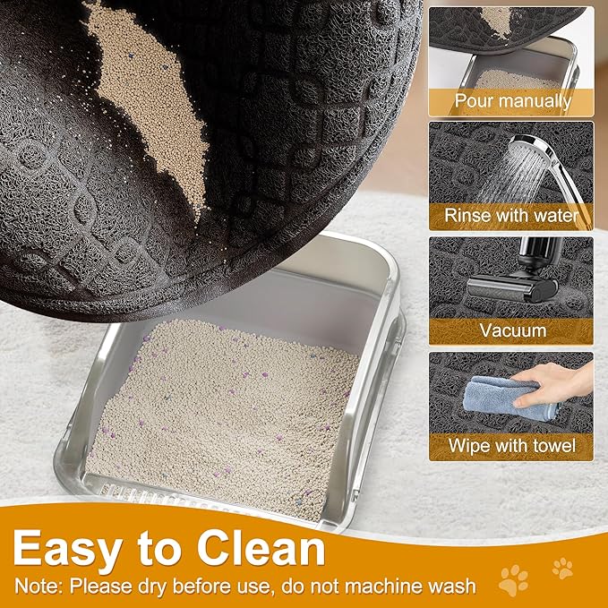Cat Litter Box Mat, 35" x 24" Large Kitty Litter Trapping Mat Keep Floor Clean, Litter Box Mat Scatter Control, Waterproof, Easy to Clean, Durable Large Size Litter Mats for Floor