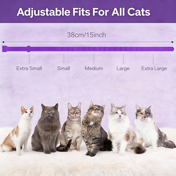 Calming Collar for Cats, Pheromone Infused for Anxiety Relief & Stress, Adjustable & Waterproof, 4 Pack(Pink)