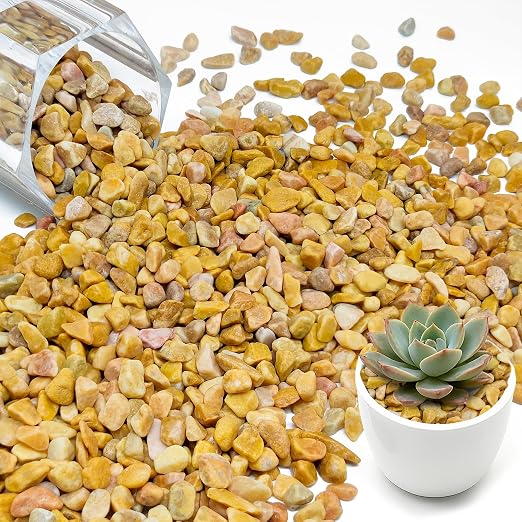 11LB Natural River Rocks Pebbles, 1/4 Inch Decorative Gravel for Succulents, Cactus, Aquariums, Terrarium, Vases and Garden Landscaping,Yellow