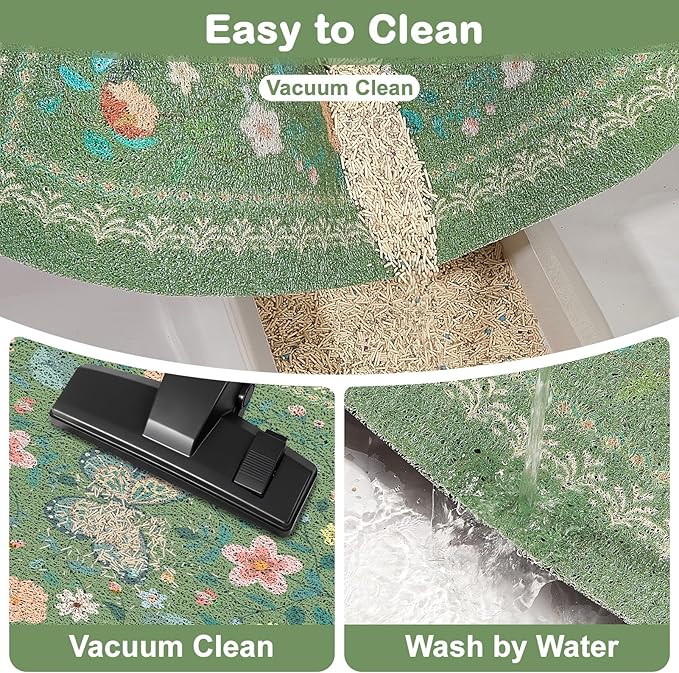 Unicorn Catcher 24x15 inches Cat Litter Mat Non-Slip Bottom Litter Box Mat Urine-Proof Soft Litter Mat for Cats Waterproof Pads Protects Floors Cat Mat for Litter Box