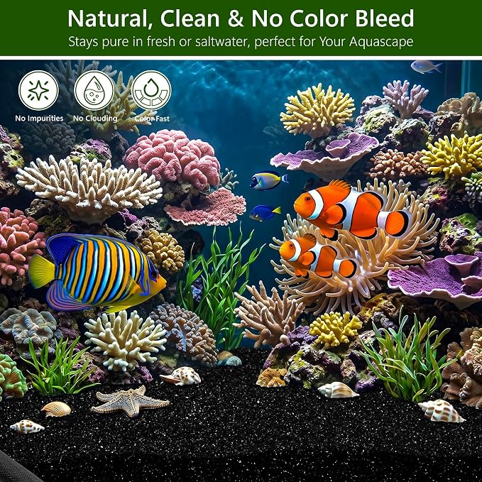 NUPICK 0.4-0.8mm Black Aquarium Sand, 12lbs Substrate for Fish Tank, Garden | Black Fish Tank Sand for Plants, Aquarium Gravel Substrate for Terrarium, Vase Filler, Crafts, Reptiles, Candle, Cactus