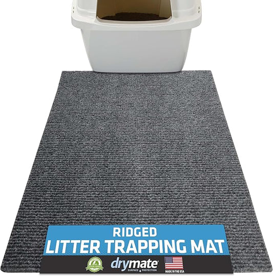 Drymate Cat Litter Box Mat, Litter Trapping Mat, Waterproof, Urine-Proof, Absorbent, Machine Washable, Soft on Paws, Contains Mess, Protects Floors, Kitten Supplies, Grey, 20x28