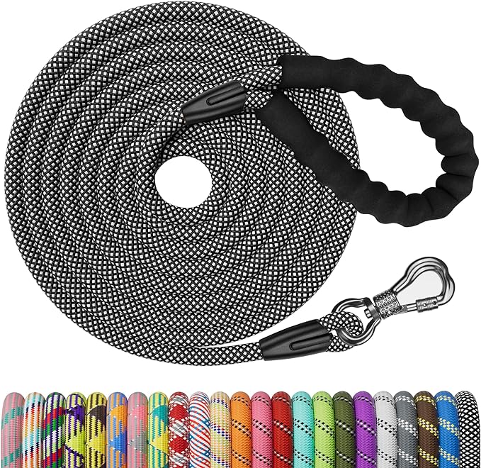 NTR 10FT Training Leash for Dog,Reflective Nylon Rope Lead with Swivel Lockable Hook and Comfortable Handle,Puppy Leash Lead for Small Medium Large Dogs Training,Playing,Camping,or Backyard