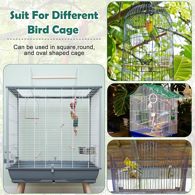 Catcan 2 Pack Bird Cage Seed Catcher Guard, Bird Cage Cover,Heavy Duty Adjustable Nylon Mesh Netting Seed Catche for Parrot Parakeet Macaw African(XL-118’’*14.9’’)
