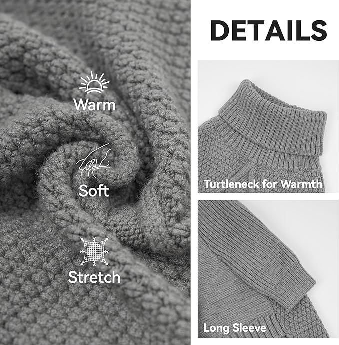 cyeollo 4XL Dog Sweater,Knitwear Pullover Sweaters Turtleneck Fall Winter Dog Clothes for Giant Breed Sweaters for Large Dogs Male, Grey XXXXL