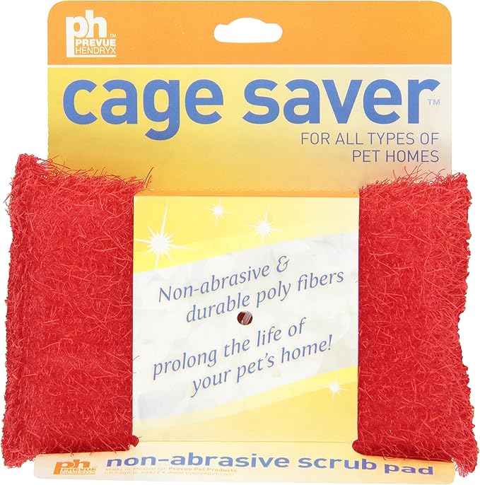 Prevue Pet Products Cage Saver Scrub Pad for Cleaning Bird and Small Animal Cages - Non‑Abrasive Sponge for Easy Bird, Guinea Pig, or Rabbit Care, Use with Warm Water for Cleaning - Assorted Colors