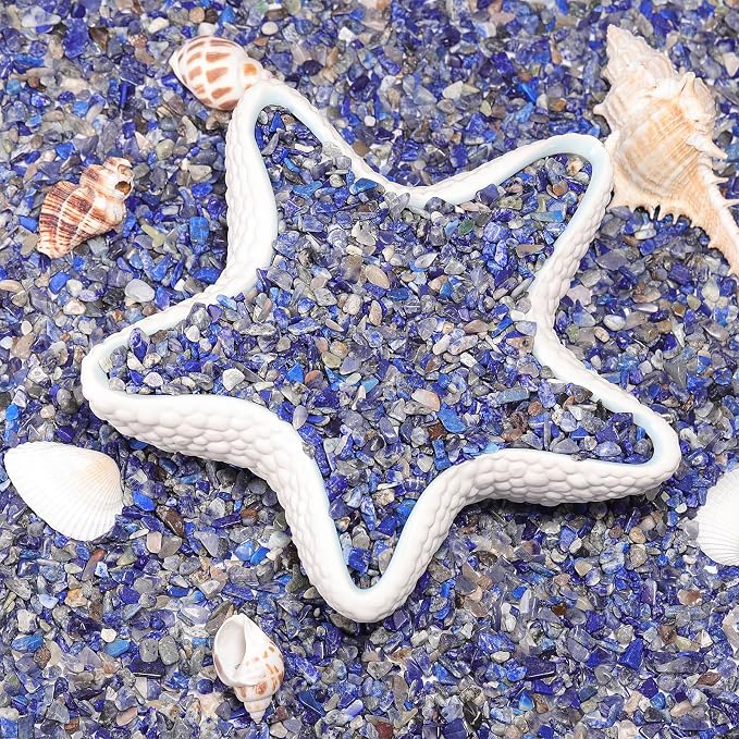 1LB Crystal Chips Stone Lapis Lazul 3-5mm Mini Decorative Rock | Crushed Crystal Quartz Bulk,Irregular Polished Rocks for Fish Tank,Vases Filler,Succulent Plants Decor,Aquarium Gravel Rocks