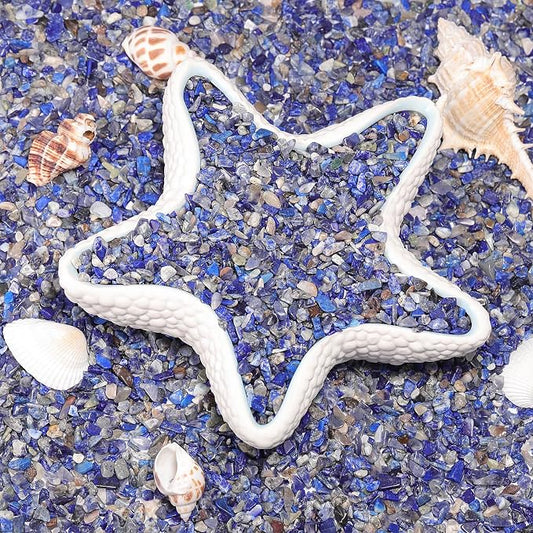 1LB Crystal Chips Stone Lapis Lazul 3-5mm Mini Decorative Rock | Crushed Crystal Quartz Bulk,Irregular Polished Rocks for Fish Tank,Vases Filler,Succulent Plants Decor,Aquarium Gravel Rocks