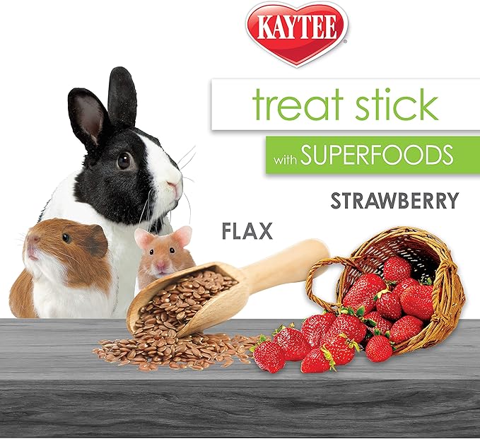 Kaytee Small Animal Treat Stick with Superfoods, Strawberry & Flax Seed, 5.5 oz (Pack of 2)