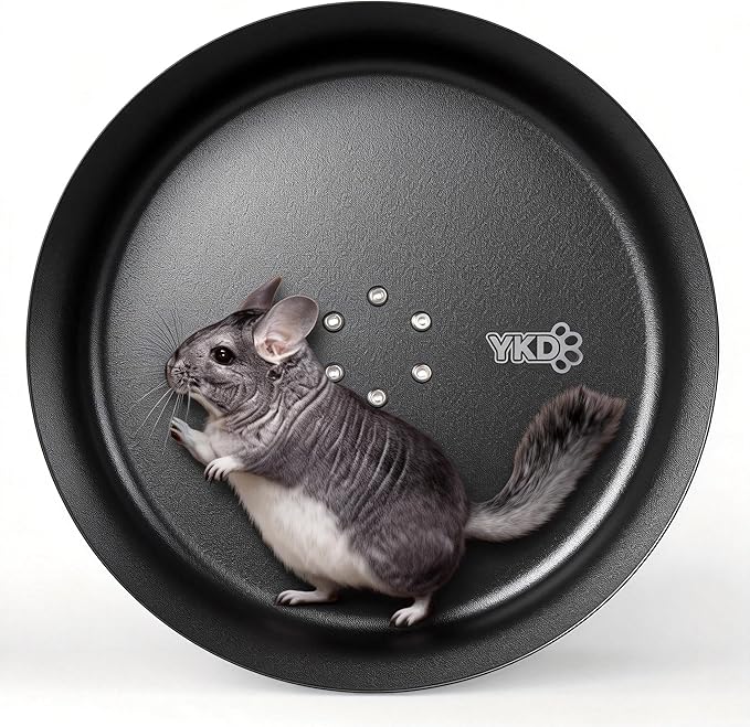 15" Silent Chinchillas Exercise Wheel, Aluminum Alloy Noiseless Running Wheel for Syrian Hamsters, Hedgehogs, Squirrels and Small Pets (Black)