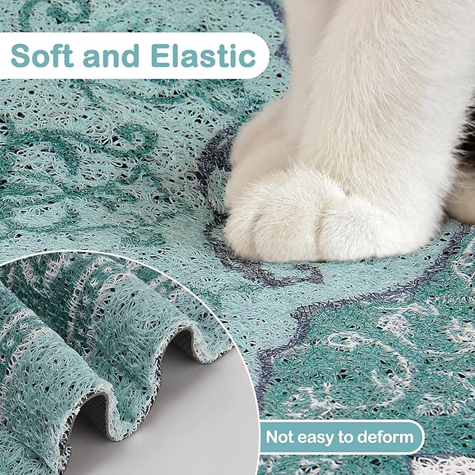 Glittme Cat Litter Mat with Non-Slip Bottom Litter Box Mat 40"X30" Litter Trapping Mat Easy to Clean Washable Cat Food Mat for Kitty,XL