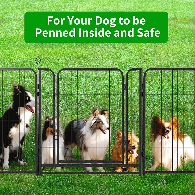 Kfvigoho Dog Playpen Outdoor Extra Wide 32 Piece Panels Heavy Duty Dog Fence 32" Height Anti-Rust with Doors Portable for RV Camping Yard, Total 84FT, 561 Sq.ft, Snowy Black
