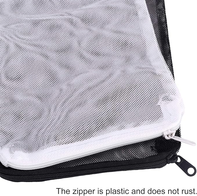 DEPEPE Aquarium Filter Media Bags 10 Pack 7.8x5.9in Zipper Mesh | Large Mesh, Zipper Closure, 5 White and 5 Black Bags, for Activated Carbon Ceramic Rings Biospheres and Filter Media