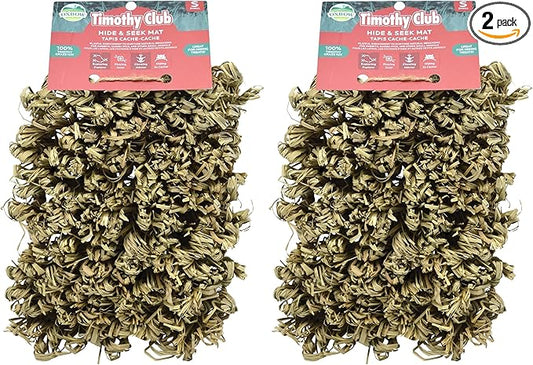 Oxbow Timothy Hay Hide & Seek Mat, Small – Rabbit & Guinea Pig Toys for Chewing & Relaxation, Enrichment for Bunny, Hamster, Chinchilla, Rat, Timothy Hay Small Animal Cage Accessories (Pack of 2)
