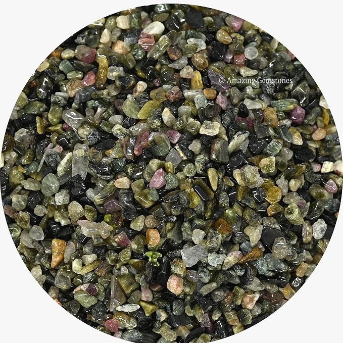 Amazing Gemstone Multi Tourmaline Crystal Chips Aquarium Gravel Rocks - Bulk Fish Tank Gravel, Small Tumbled Stone and Tiny Crystals for Decoration (Natural AAA Grade Gemstones)