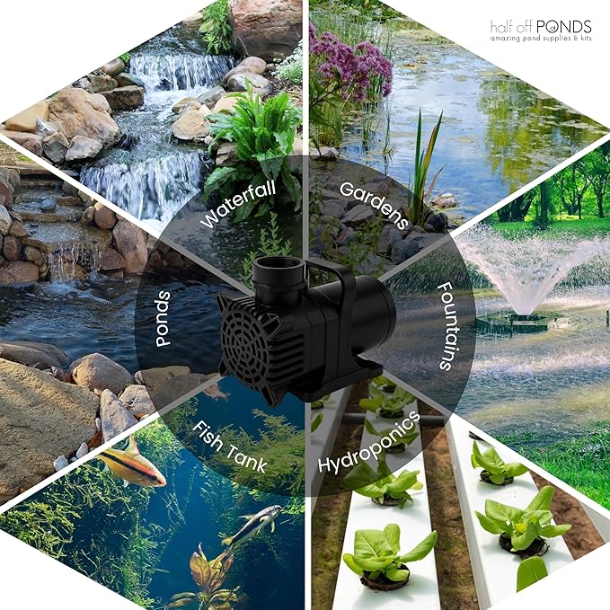 HALF OFF PONDS Submersible Water Pump, 1,600 GPH Pond Pump with 33FT Power Cord and 18FT Max Head, 156W Ultra Quiet Energy Efficient Pump for Koi Pond, Fountain, Waterfall, Water Garden, Skimmer