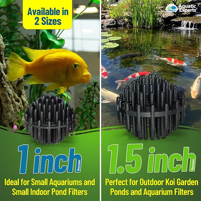 Aquatic Experts 1.5" Large Bio Balls for Ponds – Biological Filter Media for Waterfalls & Outdoor Pond Filters, Treats Up to 6,600 Gallons (2000 Count, Bulk Box – No Mesh Bags)
