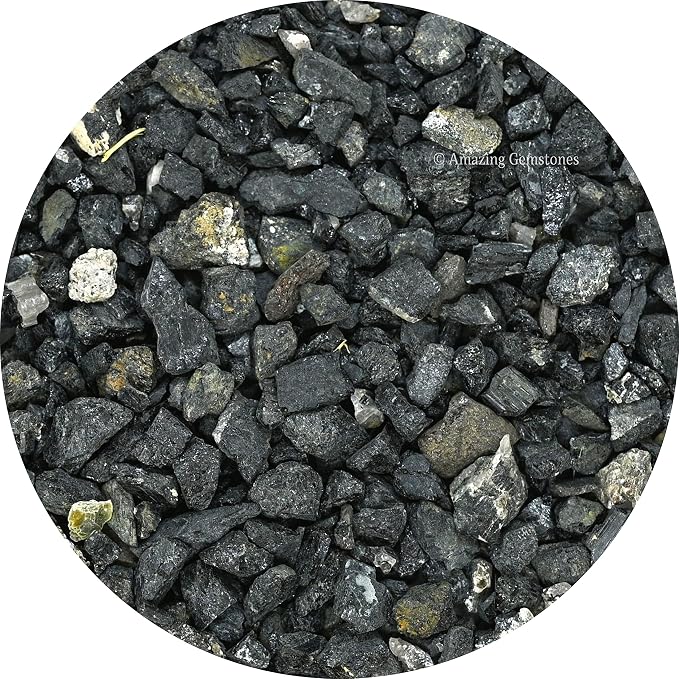 Amazing Gemstone Black Tourmaline Crystal Chips Aquarium Gravel Rocks - Carnelian Chips Bulk Fish Tank Gravel, Small Tumbled Stone Chips and Tiny Crystals for Decoration (1000+ Carat Chips)