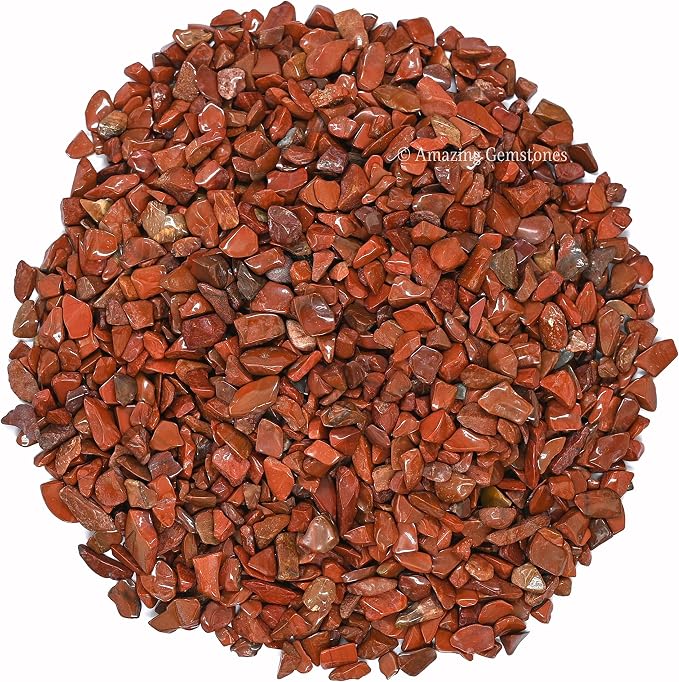 Amazing Gemstone Red Jasper Crystal Chips Aquarium Gravel Rocks - Red Jasper Chips Bulk Fish Tank Gravel, Small Tumbled Stone Chips and Tiny Crystals for Decoration (AAA Grade) (1000+ Carat Chips)