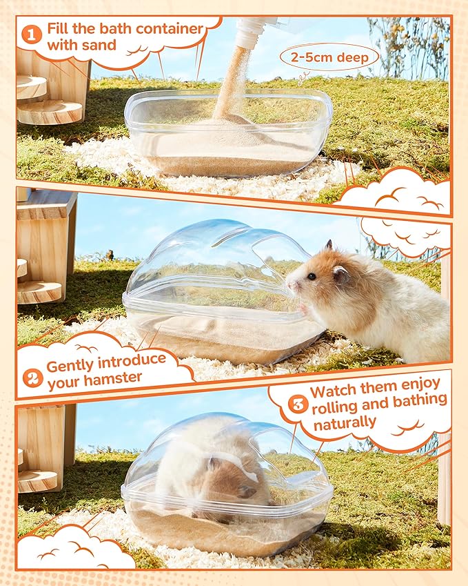 Hamster Bath Sand, 35oz Natural Desert Sand | Dust-Reduced Potty Litter Sand forHamster Gerbil Syrian Mice and Other Small Animals (Brown)