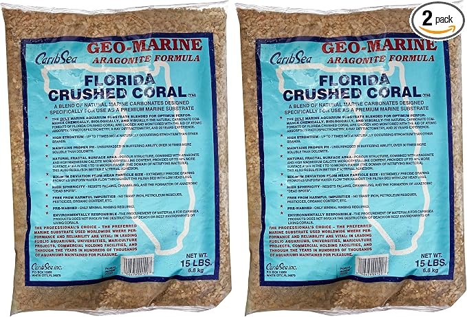 Carib Sea ACS00120 Crushed Coral for Aquarium, 15-Pound (Pack of 2)