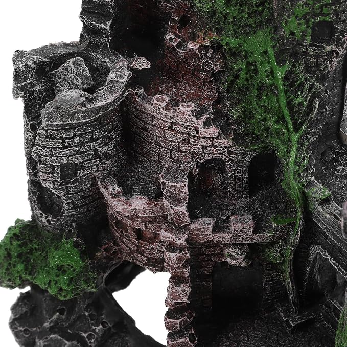 Realistic Resin Aquarium Castle Decoration for Fish and Shrimp with Sturdy Rock Cave Structure Small Fish Hideout for Aquarium Decor