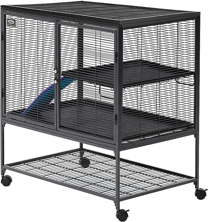 Critter Nation by MidWest Homes for Pets Single Unit Small Animal Cage, Habitat for Rats, Chinchillas, Ferrets, Sugar Gliders, Tool-Free Assembly, with Full-Width Doors, Shelf and Removable Base Pan