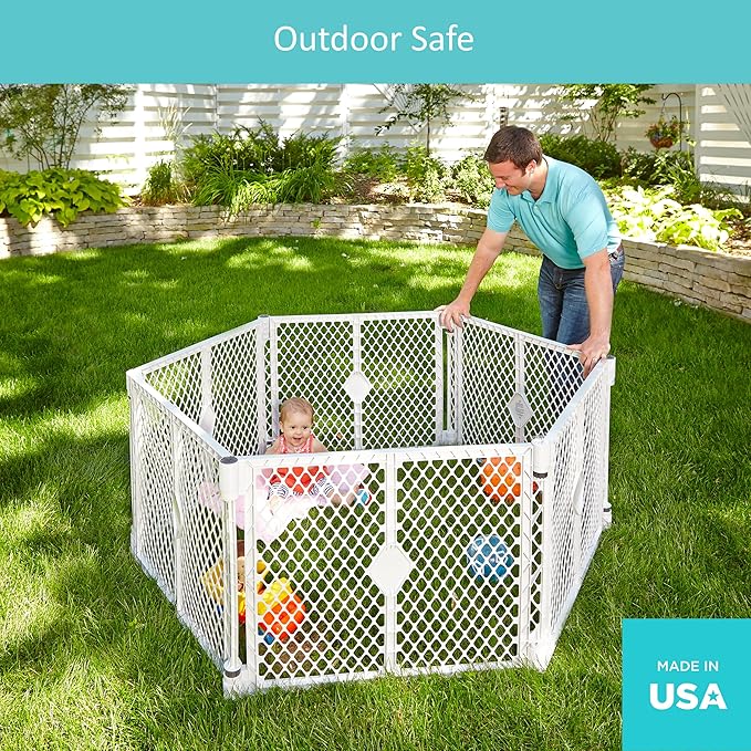 Toddleroo by North States - Superyard Baby Play Yard: Freestanding 6 Panel Baby Playpen - Indoor or Outdoor Use - Made in USA - Encloses Up to 18.5 Square Feet - 26 Inches Tall - Pink