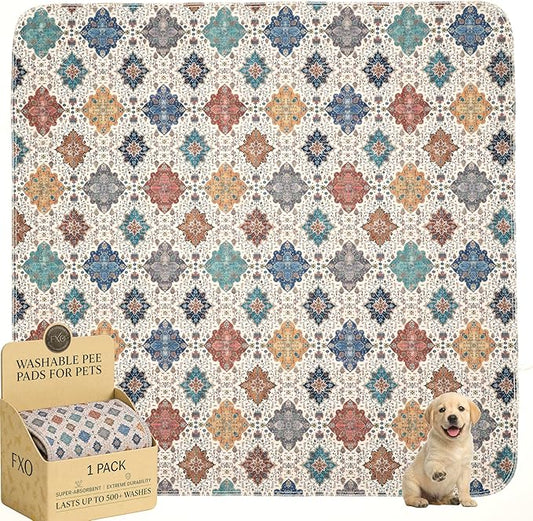 Washable Pee Pads for Dogs,Great Urine Absorbent Reusable Puppy Training Pads,Waterproof,Leak-Proof & Non-Slip Potty Pads for Whelping,Crate,Playpen,Bed.(Colorful Day,72"x72")