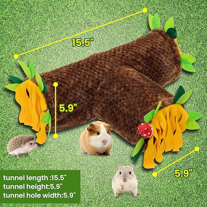 Guinea Pig Hideout - 3 Way Collapsible Small Animal Tunnel Tubes Toy for Rat Hamster Guinea Pig Hedgehog Chinchilla Lizard Baby Rabbit - Playing Sleeping Resting Guinea Pig Cage Accessories