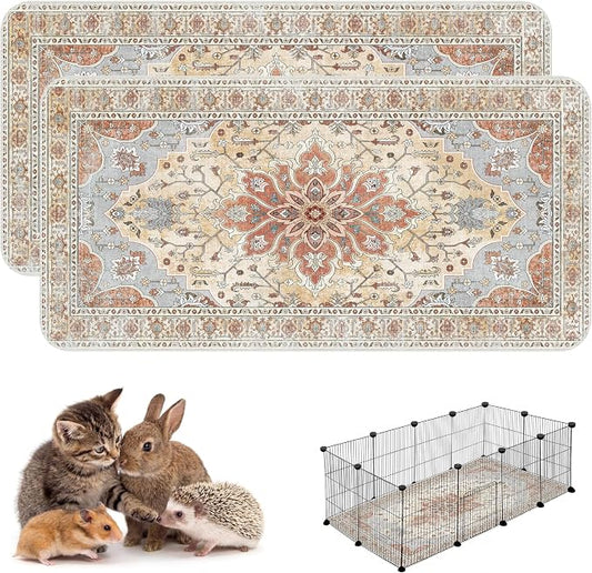Washable Guinea Pig Pee Pads,Absorbent Reusable Guinea Pig Cage Liners,Waterproof,Leak-Proof & Non-Slip Potty Pads for Small Animals Rabbit Hamster Rat.(Orange Amber Floral,24"x48")
