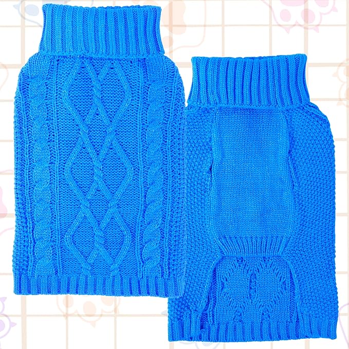 Dog Sweaters for Small Dogs Winter Dog Clothes Turtleneck Puppy Sweater Warm Pet Clothes Knitted Solid Cat Sweater Dogie Outfit XS~L(L-Blue,L)