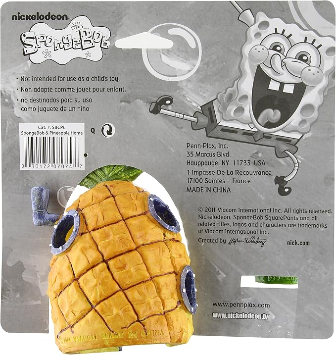 Penn-Plax Spongebob and Pineapple House Aquarium Ornament | 2 Piece Set | Great for Fresh or alt Water Tanks (Pack of 3)