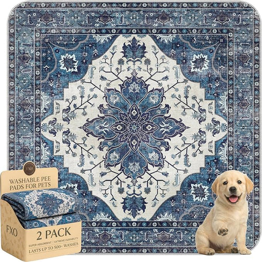 Washable Pee Pads for Dogs,Great Urine Absorbent Reusable Puppy Training Pads,Waterproof,Leak-Proof & Non-Slip Potty Pads for Whelping,Crate,Playpen,Bed.(Dark Navy Floral,36"x36")