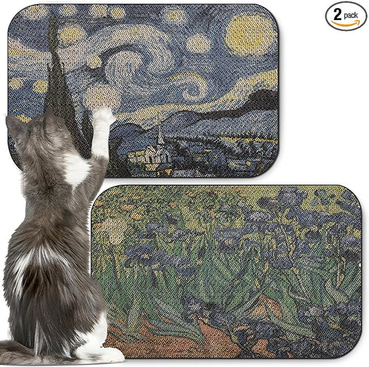 2 Pack Art Cat Scratcher, Wall-Mountable Cat Scratch Pad, Cat Wall Scratcher 16.7x11x1 Inch Cat Scratching Board for Indoor Cats Toy (Series1)