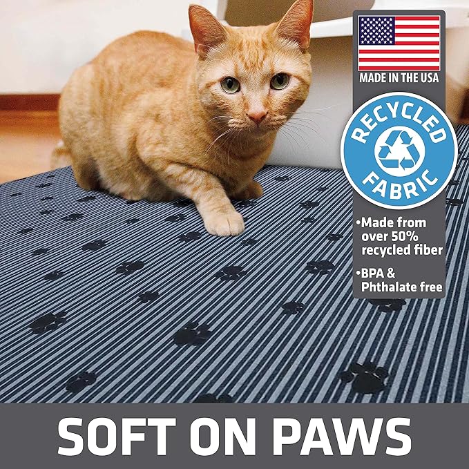 Drymate Cat Litter Box Mat, Litter Trapping Mat, Waterproof, Urine-Proof, Absorbent, Machine Washable, Soft on Paws, Contains Mess, Protects Floors, Kitten Supplies, Gray, 20x28