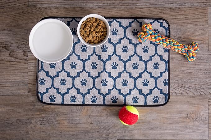 Bone Dry Paw & Patch Ceramic Pet Collection, Large Bowl, 7.5x2.4", Nautical Blue