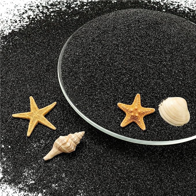 NUPICK 0.4-0.8mm Black Aquarium Sand, 6lbs Substrate for Fish Tank, Garden | Black Fish Tank Sand for Plants, Aquarium Gravel Substrate for Terrarium, Vase Filler, Crafts, Reptiles, Candle, Cactus