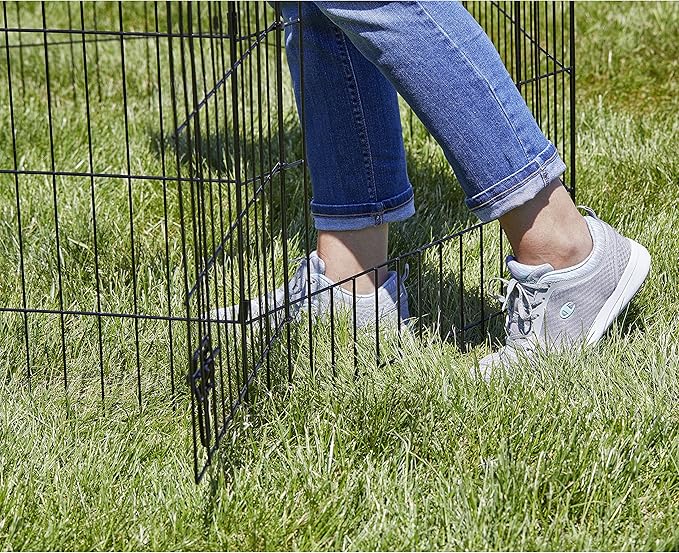 MidWest Homes for Pets 24-Inch Exercise Pen, for Indoor and Outdoor Use, 16 Sq Feet of Play, Single Door Folding Dog Pen, with Large Door Opening & Secure Latch, Easy to Set Up, Foldable Dog Playpen