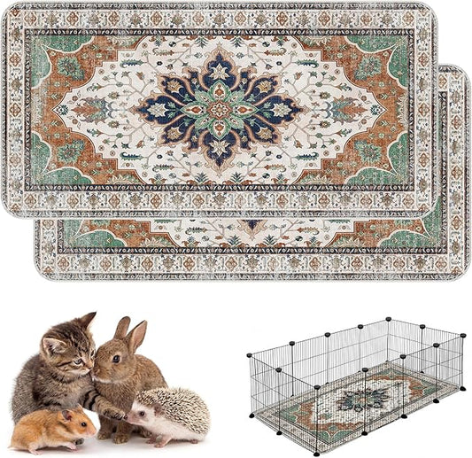 Washable Guinea Pig Pee Pads,Absorbent Reusable Guinea Pig Cage Liners,Waterproof,Leak-Proof & Non-Slip Potty Pads for Small Animals Rabbit Hamster Rat.(Dark Teal Floral,24"x48")