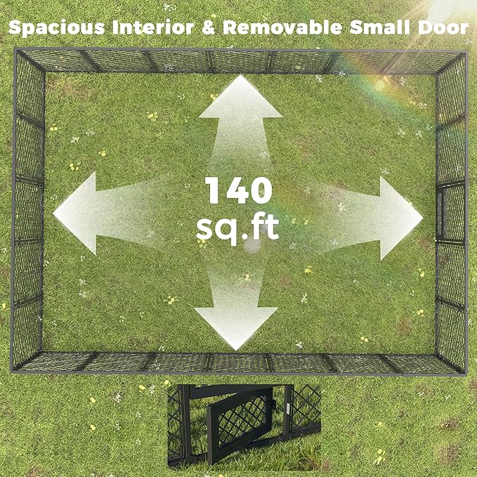 10x14×6.4 FT Heavy Duty Dog Kennel Outdoor with Secure Double Locks and Waterproof & UV Resistant Roof Cover,All Weather Resistant Anti-Rust Metal Enclosure for Large Dogs