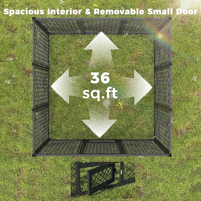 6x6x5.8 FT Heavy Duty Dog Kennel Outdoor with Water-Resistant Roof, Anti-Rust Metal Enclosure for All Weather Resistant, Secure Double Locks for Large Dogs Backyard