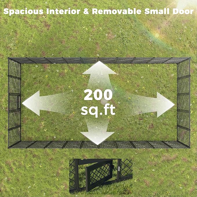 10x20×6.4 FT Heavy Duty Dog Kennel Outdoor with Secure Double Locks and Waterproof & UV Resistant Roof Cover,All Weather Resistant Anti-Rust Metal Enclosure for Large Dogs
