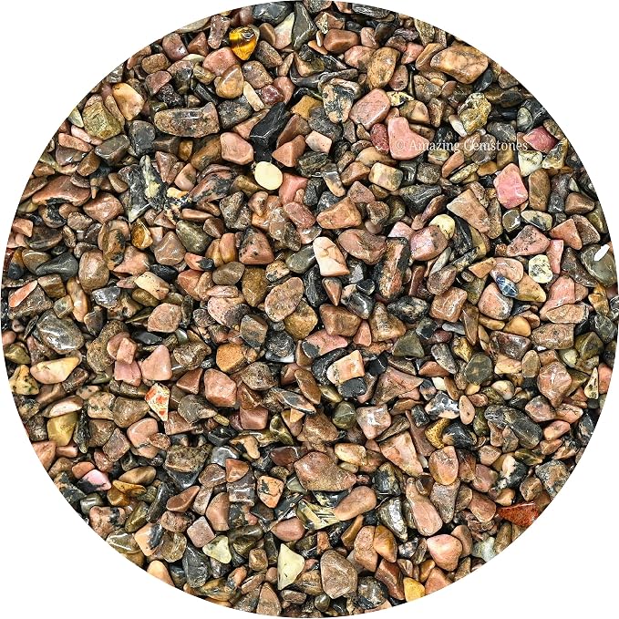 Amazing Gemstone Rhodonite Crystal Chips Aquarium Gravel Rocks - 1000+ Carat Bloodstone Chips Bulk Fish Tank Gravel, Small Tumbled Stone Chips and Tiny Crystals for Decoration (AAA Grade Gemstones)