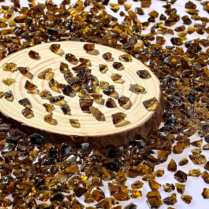 Brown Irregular Crushed Glass Chips,DIY Craft Glitter Crystal Broken Glass Pieces,Bulk Transparent 3-6mm Sprinkles, for Resin Art Vase Fill and Glitter Painting Jewelry Making(200g)