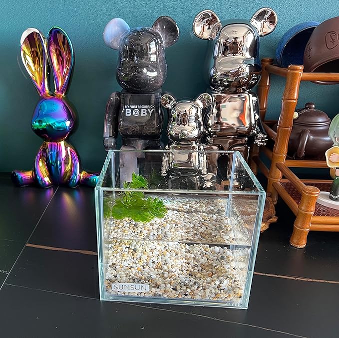AWXZOM Small Nano Tall Rimless Tank, Glass Fish Tank, Betta Tank (0.7 Gallon, 5.9x4.3x5.1in/15x11x13cm)