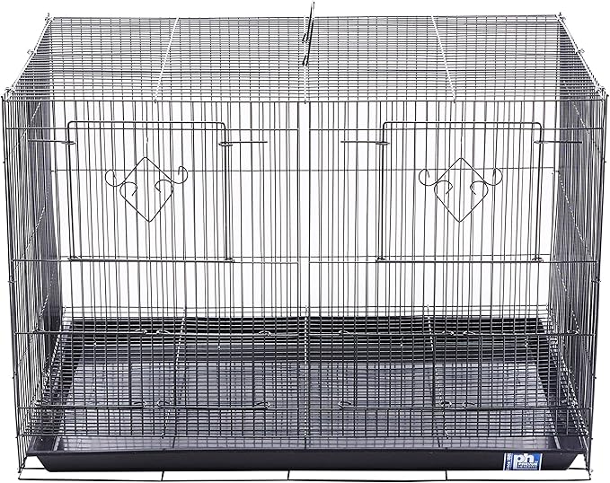 Prevue Pet Products Divided Flight Cage - Large Flight Cage for Small Birds, Stand Alone Enclosure with Divider, Designed for Exercise & Activity, Durable Metal Wire Frame - Black